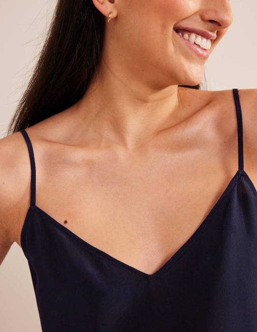 Boden vêtements marine femmes caraco en soie LB2X121