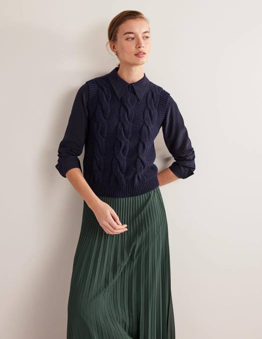 Boden vêtements marine femmes chemise en soie LB2X161