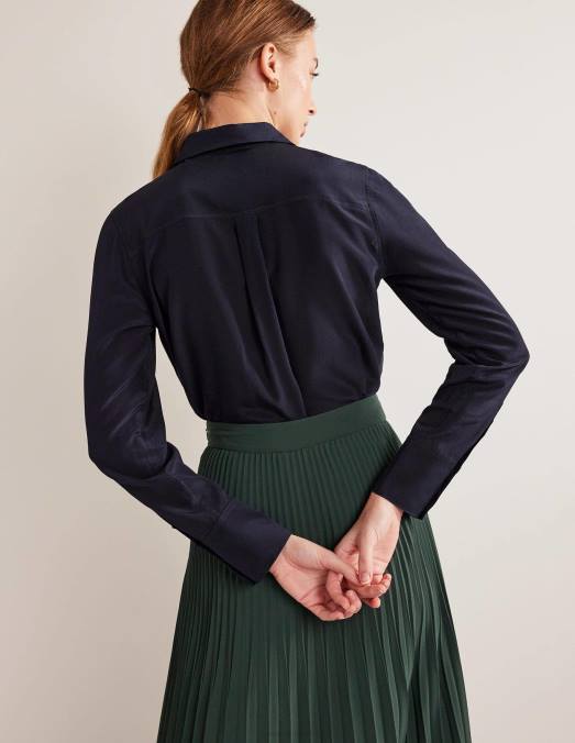 Boden vêtements marine femmes chemise en soie LB2X161
