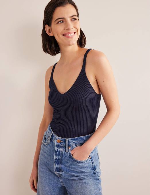 Boden vêtements marine femmes débardeur côtelé LB2X1921