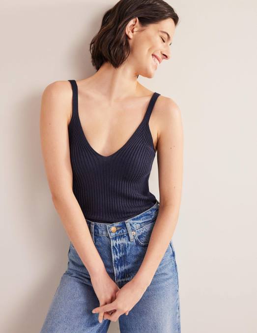Boden vêtements marine femmes débardeur côtelé LB2X1921