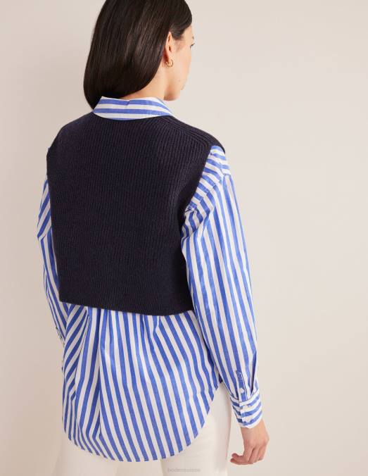 Boden vêtements marine femmes débardeur côtelé raccourci LB2X1526