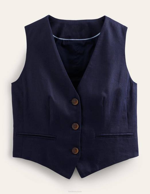 Boden vêtements marine femmes gilet en lin sur mesure LB2X2181