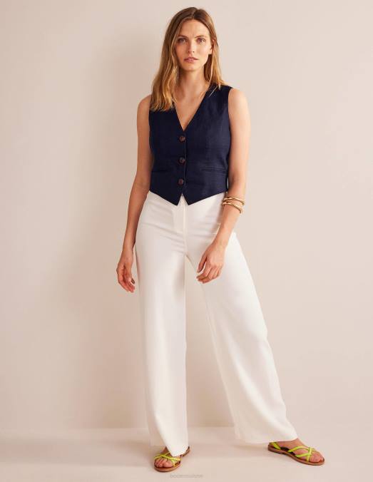 Boden vêtements marine femmes gilet en lin sur mesure LB2X2181