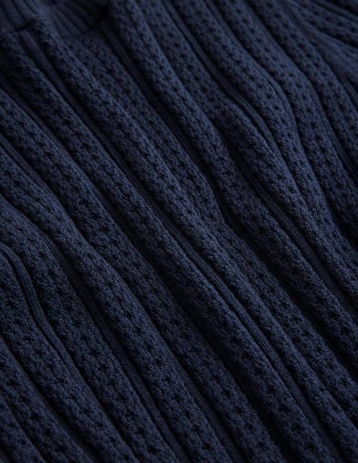 Boden vêtements marine femmes haut côtelé en pointelle LB2X1677