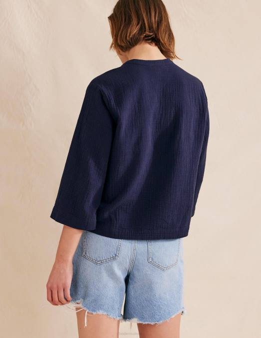 Boden vêtements marine femmes haut en étamine à manches larges LB2X2524