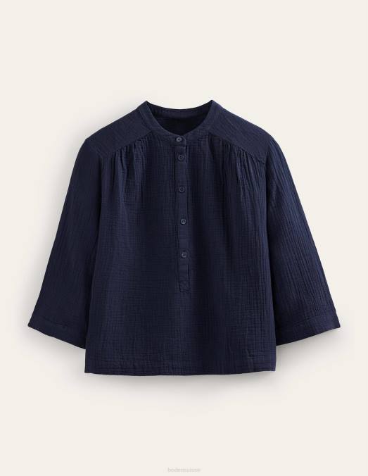 Boden vêtements marine femmes haut en étamine à manches larges LB2X2524