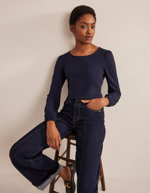 Boden vêtements marine femmes haut ultradoux à manches longues LB2X181