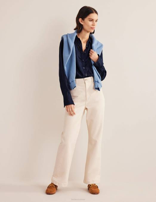 Boden vêtements marine femmes nouvelle chemise en lin LB2X163