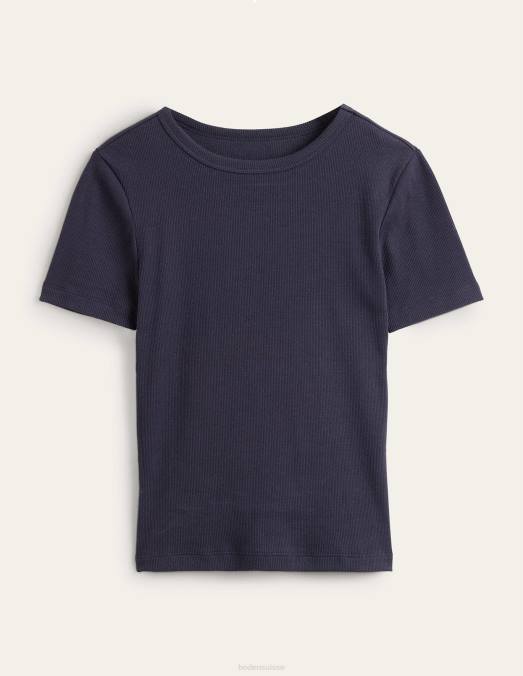 Boden vêtements marine femmes t-shirt côtelé en coton LB2X167