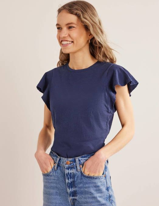 Boden vêtements marine femmes t-shirt à col ras du cou LB2X2203