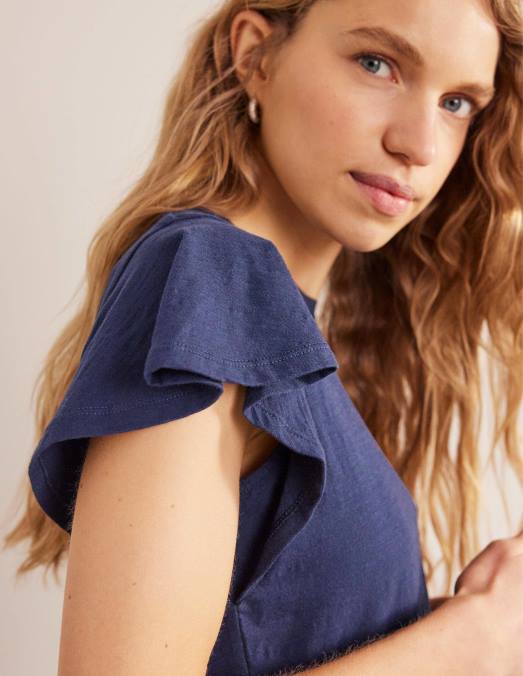 Boden vêtements marine femmes t-shirt à col ras du cou LB2X2203