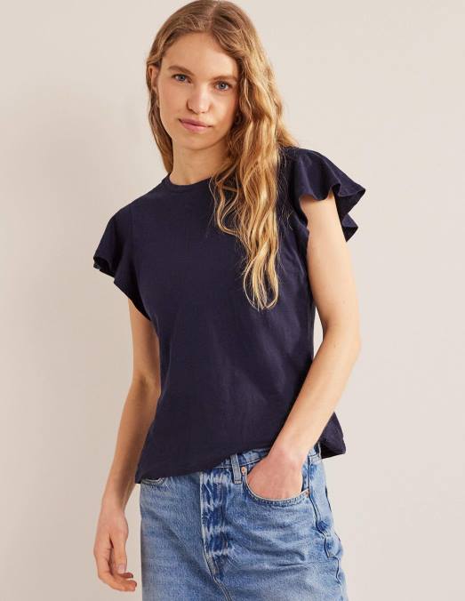 Boden vêtements marine femmes t-shirt à col ras du cou LB2X2203