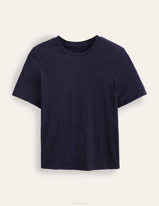 Boden vêtements marine femmes t-shirt à col rond en coton LB2X177