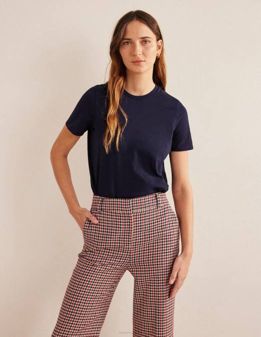 Boden vêtements marine femmes t-shirt à col rond en coton LB2X177