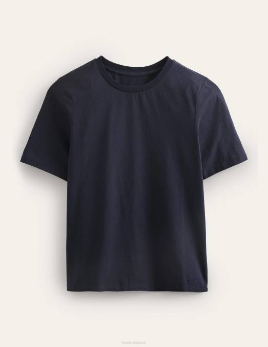 Boden vêtements marine femmes t-shirt à col rond en pur coton LB2X1863