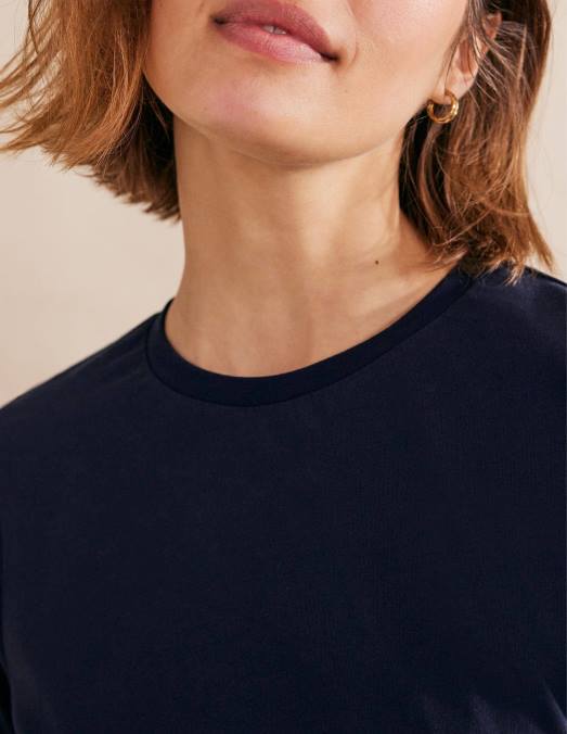 Boden vêtements marine femmes t-shirt à col rond en pur coton LB2X1863