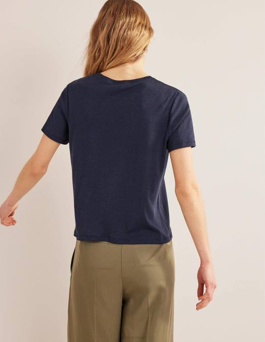 Boden vêtements marine femmes t-shirt doux au toucher LB2X1684