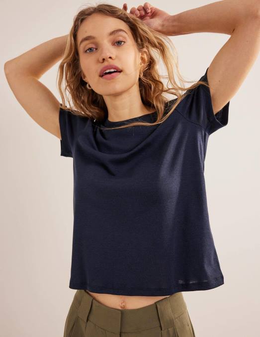 Boden vêtements marine femmes t-shirt doux au toucher LB2X1684