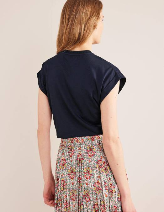 Boden vêtements marine femmes t-shirt retourner en arrière LB2X1820