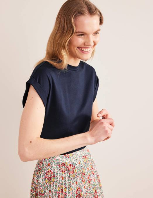 Boden vêtements marine femmes t-shirt retourner en arrière LB2X1820