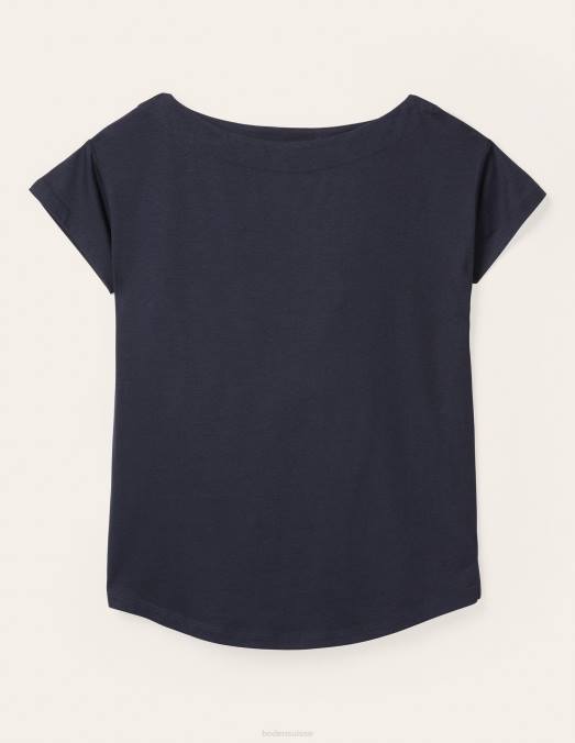 Boden vêtements marine femmes t-shirt ultra doux à col bateau LB2X158
