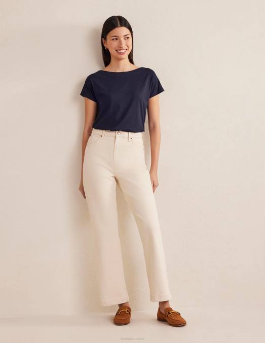 Boden vêtements marine femmes t-shirt ultra doux à col bateau LB2X158