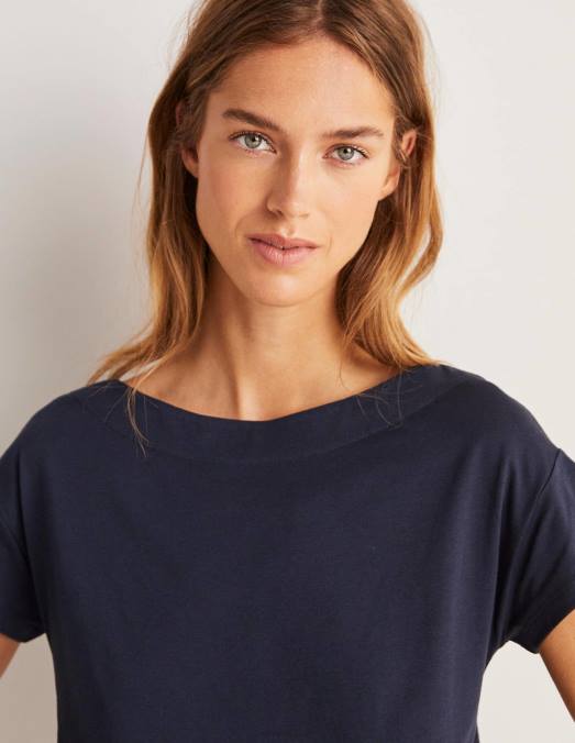 Boden vêtements marine femmes t-shirt ultra doux à col bateau LB2X158