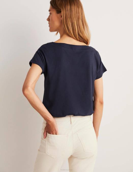 Boden vêtements marine femmes t-shirt ultra doux à col bateau LB2X158