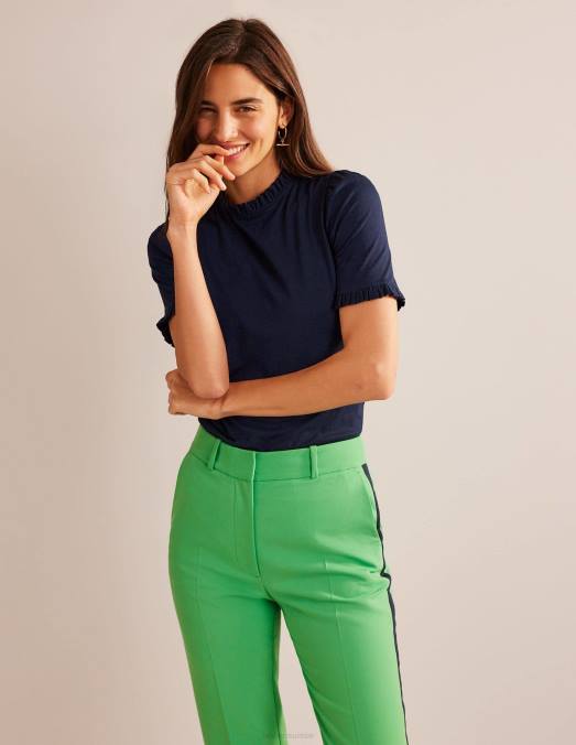 Boden vêtements marine femmes t-shirt ultra doux à volants LB2X101