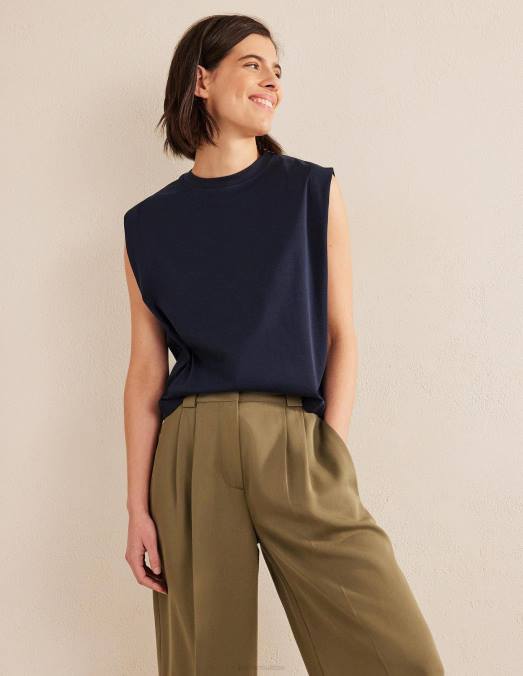 Boden vêtements marine femmes top sans manches en coton parfait LB2X182