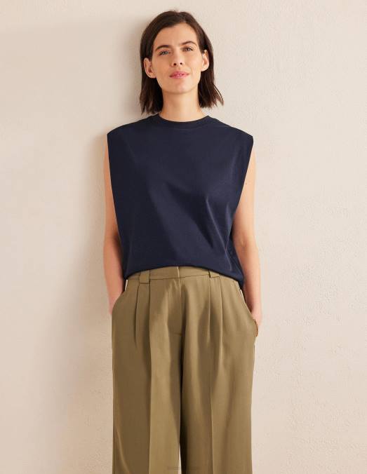 Boden vêtements marine femmes top sans manches en coton parfait LB2X182