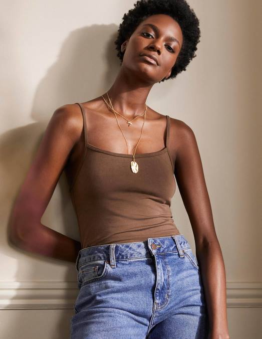 Boden vêtements marron profond femmes caraco uni LB2X205