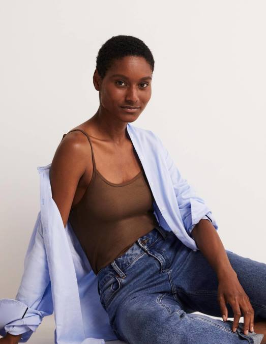 Boden vêtements marron profond femmes caraco uni LB2X205