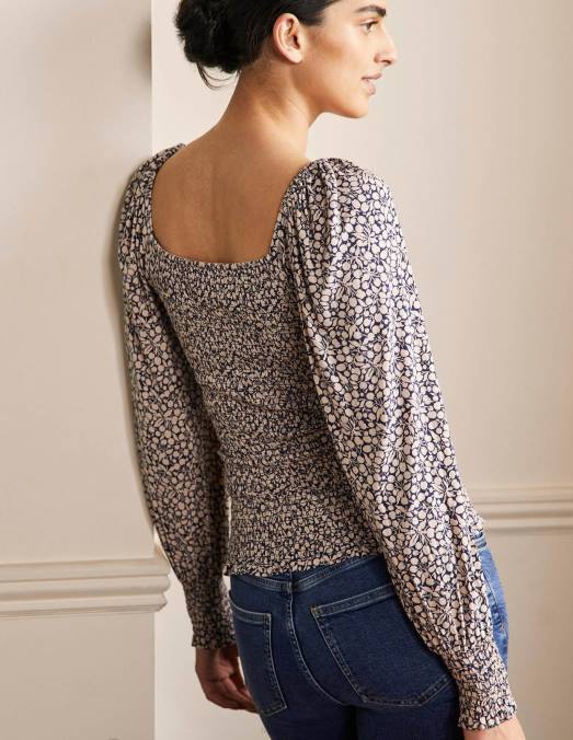 Boden vêtements milkshake & brin de flore femmes haut blouson à corsage smocké LB2X2415