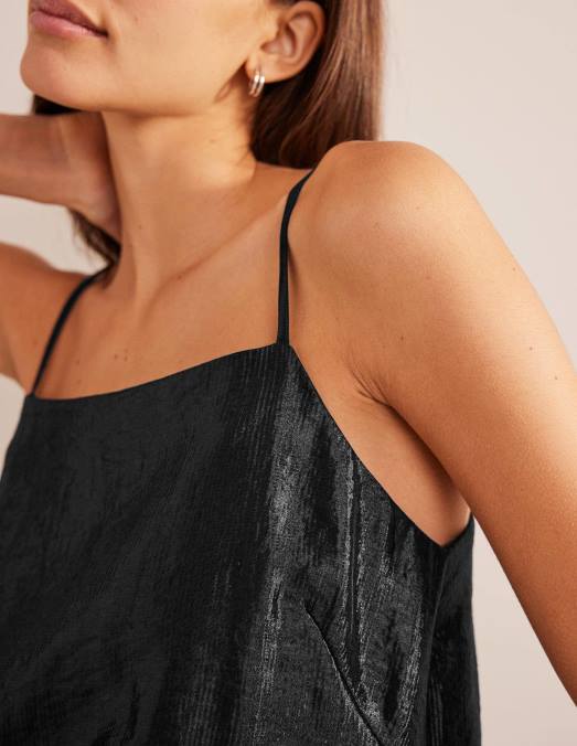 Boden vêtements noir femmes camisole longue en satin LB2X1008