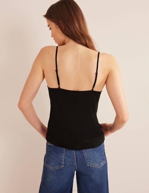 Boden vêtements noir femmes caraco en soie LB2X144