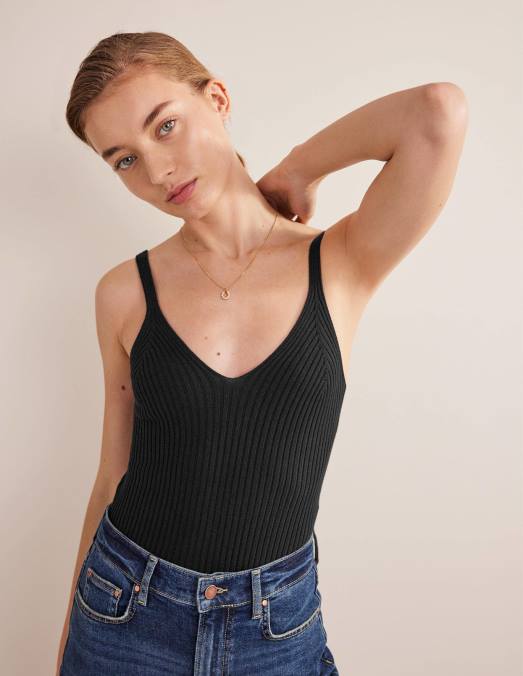 Boden vêtements noir femmes débardeur côtelé LB2X1807