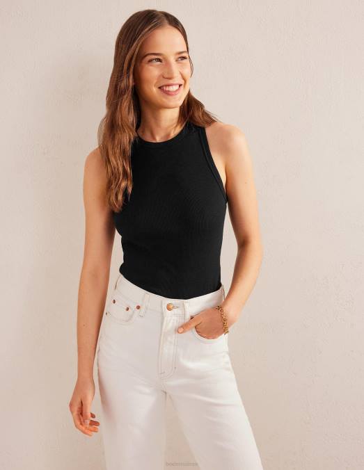 Boden vêtements noir femmes gilet côtelé en coton LB2X148