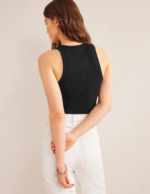 Boden vêtements noir femmes gilet côtelé en coton LB2X148