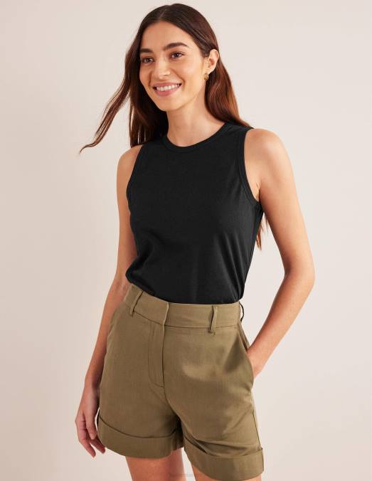 Boden vêtements noir femmes gilet court en pur coton LB2X1751