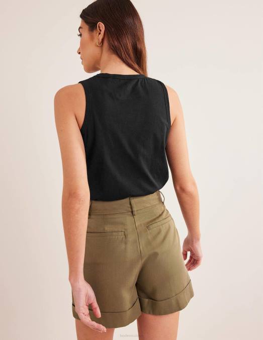 Boden vêtements noir femmes gilet court en pur coton LB2X1751