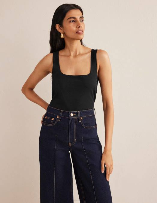 Boden vêtements noir femmes gilet double épaisseur à col carré LB2X162