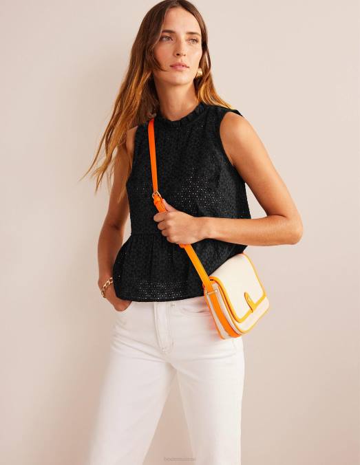 Boden vêtements noir femmes haut à basque brodé LB2X1701