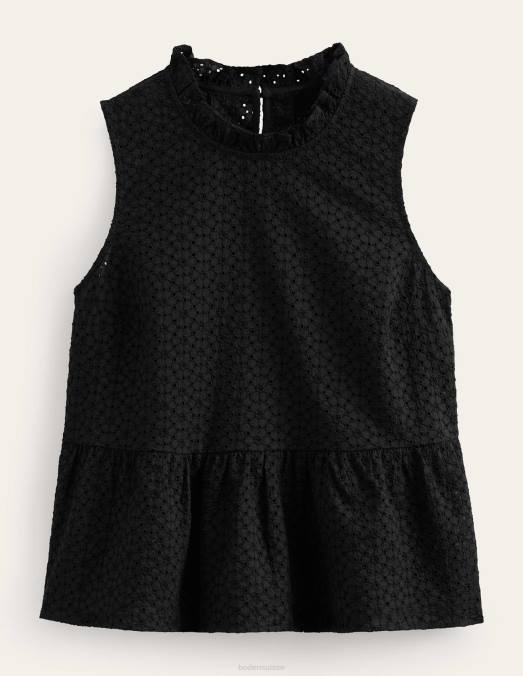 Boden vêtements noir femmes haut à basque brodé LB2X1701