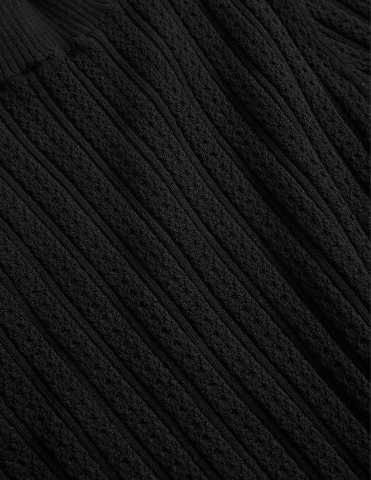 Boden vêtements noir femmes haut côtelé à col montant en pointelle LB2X1474