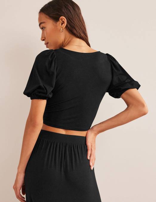 Boden vêtements noir femmes haut court à détails torsadés LB2X2568