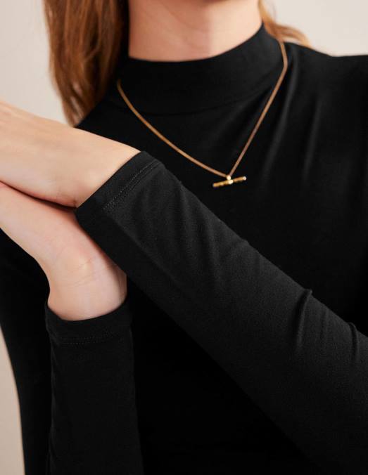 Boden vêtements noir femmes haut en jersey à col montant LB2X2438