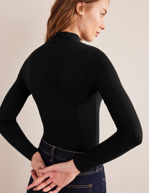 Boden vêtements noir femmes haut en jersey à col montant LB2X2438