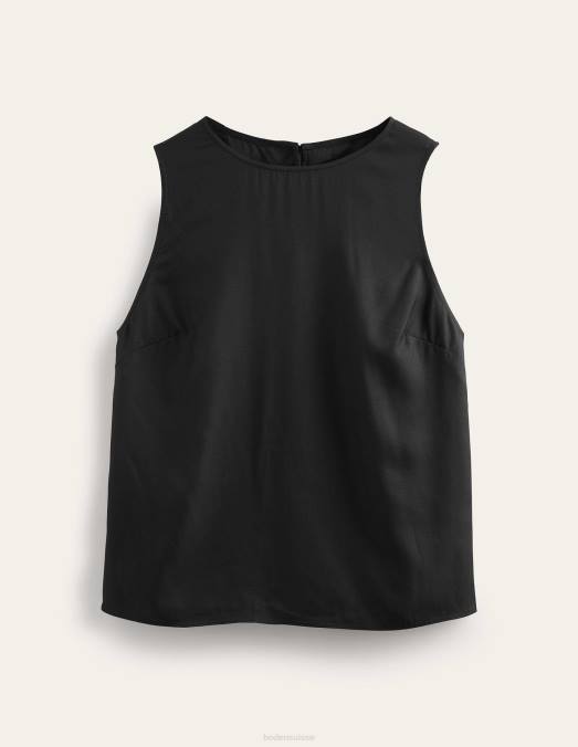 Boden vêtements noir femmes haut en soie mélangée LB2X1519